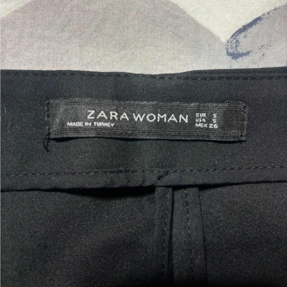 Zara Ruffle Frill Mini High Low Cotton Blend Side Zipper Black Skirt Size Small - Picture 6 of 7